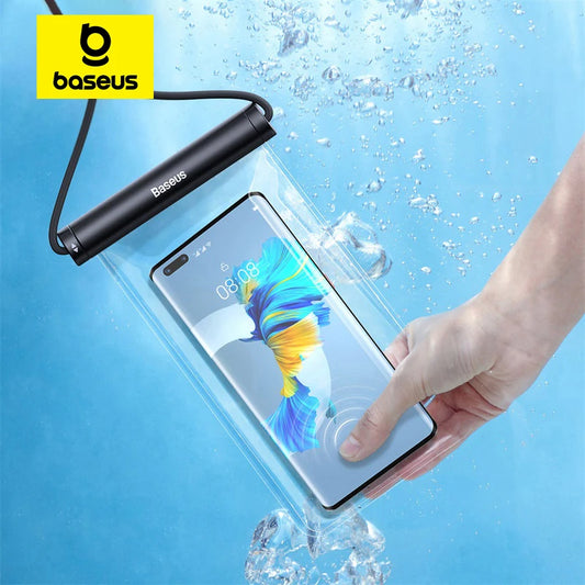 Waterproof Phone Pouch Case for iPhone 13/12, Samsung, Xiaomi - Baseus IPX8 Universal Swimming Underwater Diving Case