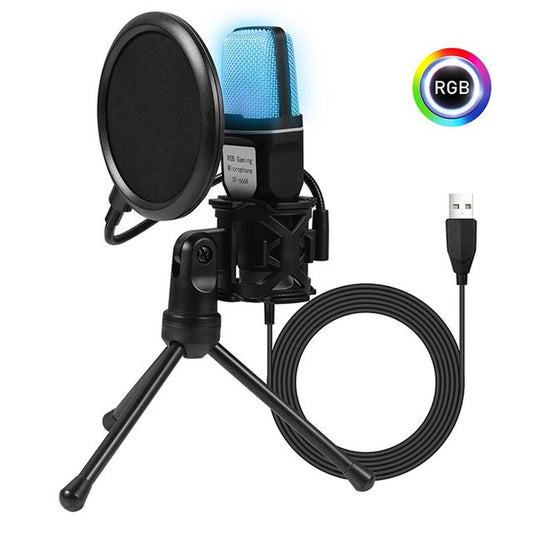 Professional title: "SF666R USB Microphone with RGB Lighting for Podcast Recording and Streaming on Laptop, Desktop PC"